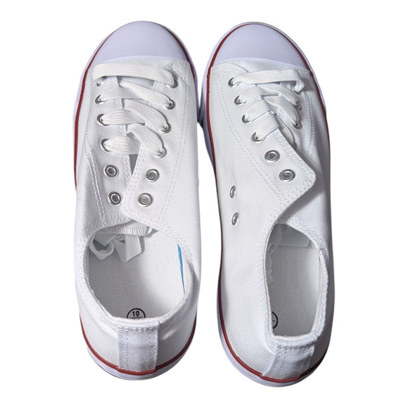 Women's Canvas Shoes - Size10 - White and Red - Rounded Toe Anti Slip Brand New - Picture 6 of 9